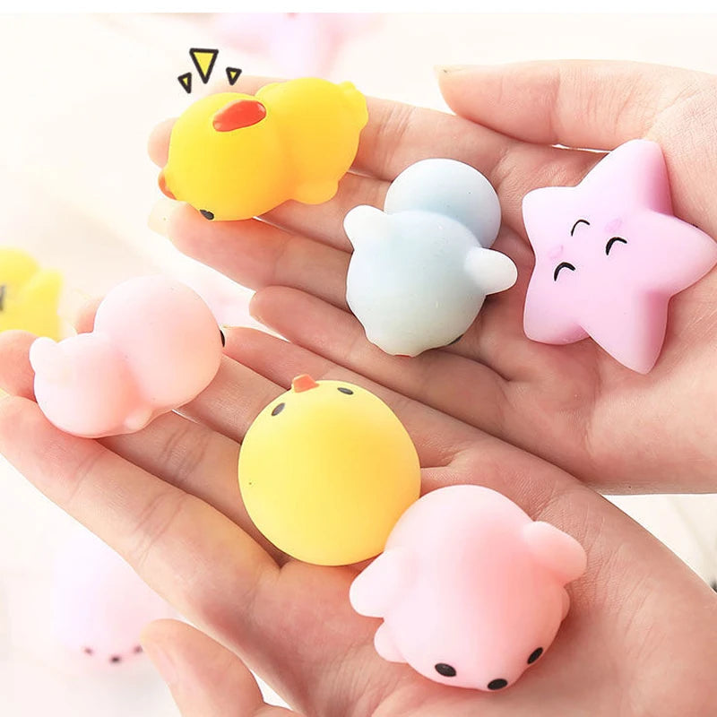 3/5/10/30/50PCS Mochi Squishies Kawaii Cartoon Squishy Toys For Kids Relief Stress Ball Squeeze Party Favors Toys Birthday Gifts