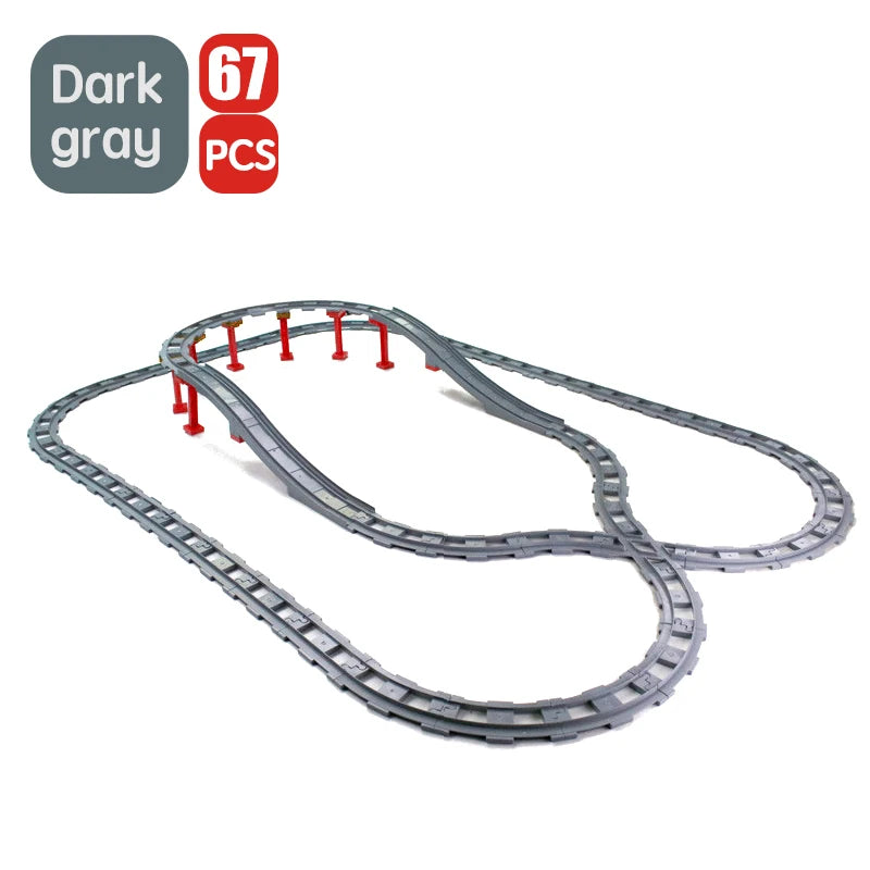 City Train Track Sets Assembly Railway Accessories Bricks Children Interactive Toys Big Size Building Blocks Compatible DuploED