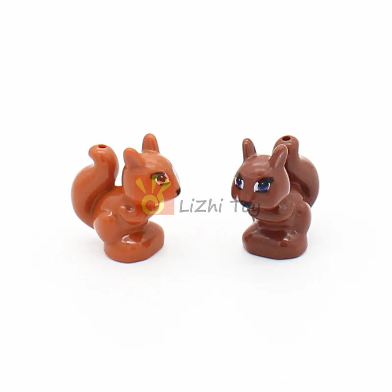 MOC Animal Figure Brick Building Blocks Pet Zoo Dog Penguin Cat Clown Fish Bird Bear Bat Squirrel Owl DIY Model Toys Girls Kids