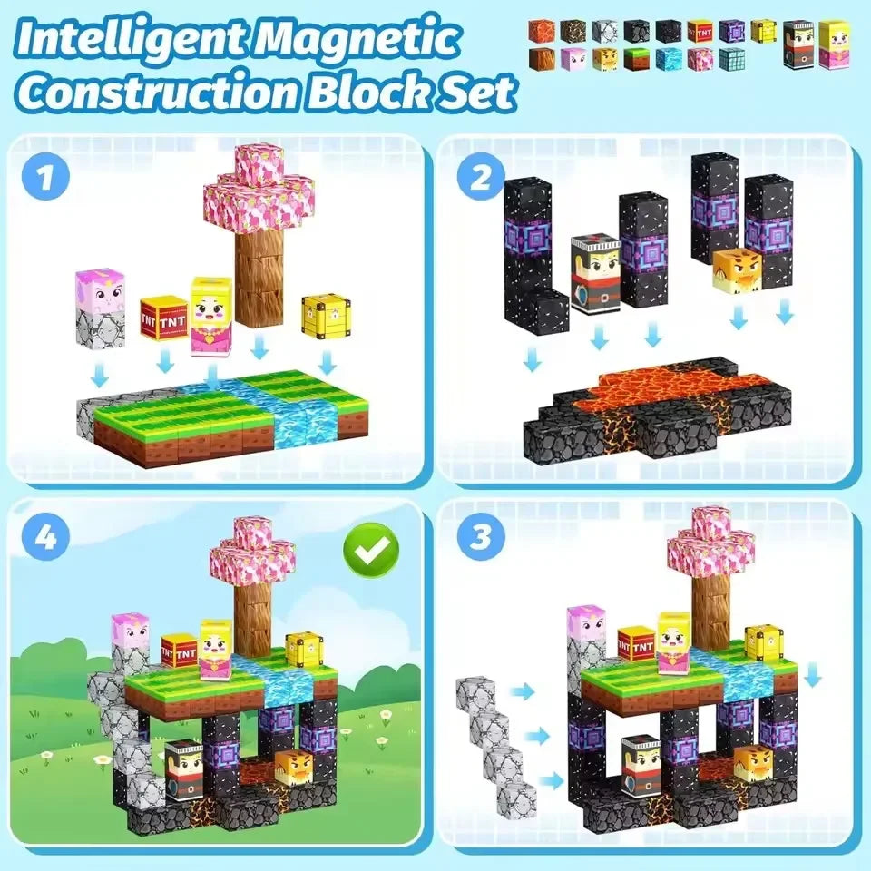 Magnetic Building Blocks Mine Magnet World Set Toys STEM Creative Stacking Cube Construction Set Christmas Gift For Kid