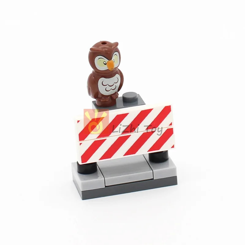 MOC Animal Figure Brick Building Blocks Pet Zoo Dog Penguin Cat Clown Fish Bird Bear Bat Squirrel Owl DIY Model Toys Girls Kids