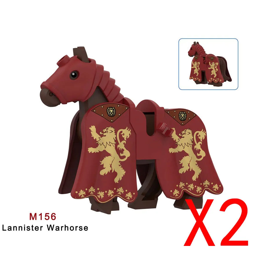 Military Building Blocks Compatible Solider Figures Medieval Knights Weapons Cloak Shoulder Armored War Horse Flags Gifts Toys