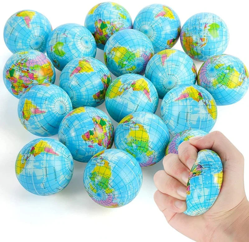 Earth Squeeze Balls Soft Foam Globe Stress Relief Squeeze Toys Hand Wrist Exercise Sponge Toy For Kids Adults Educational Gifts