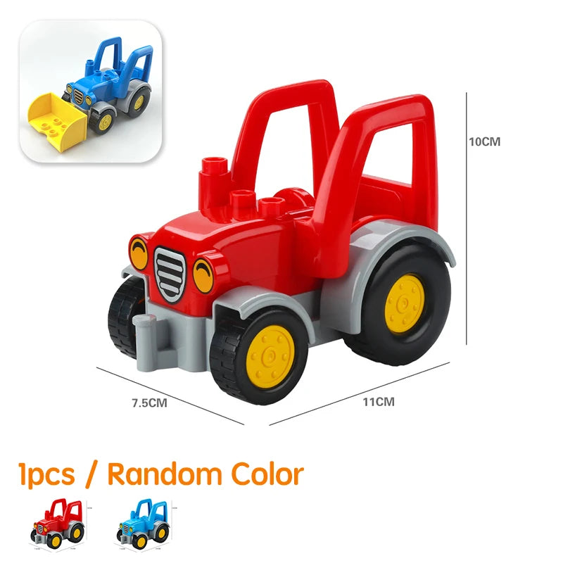 City Car Cartoon Offroad Truck Bread Trailer Bus Big Size Building Blocks Accessories Children Educational DuploLG Bricks Toys