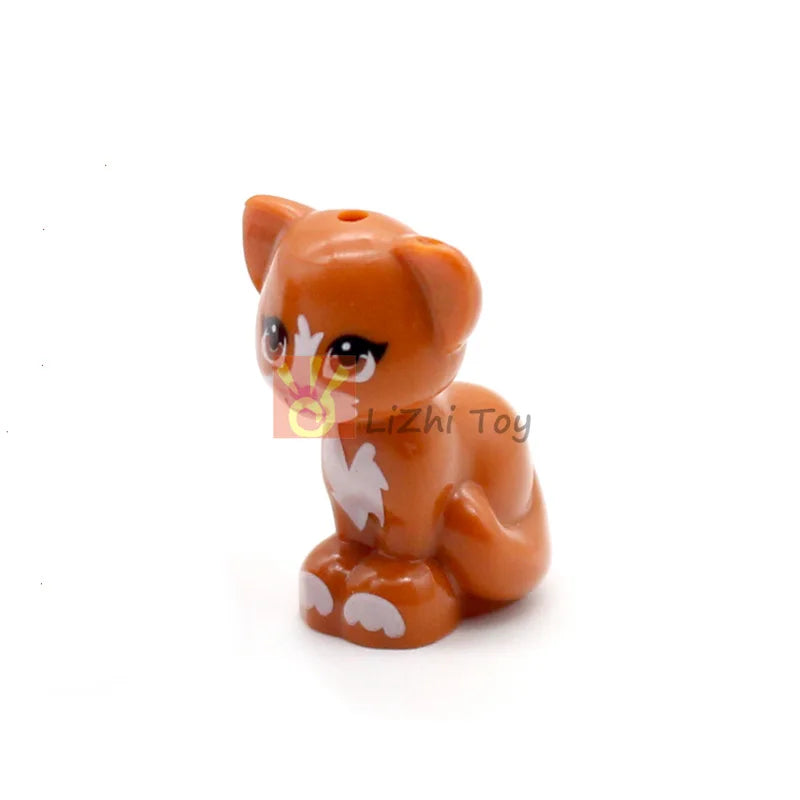 MOC Animal Figure Brick Building Blocks Pet Zoo Dog Penguin Cat Clown Fish Bird Bear Bat Squirrel Owl DIY Model Toys Girls Kids