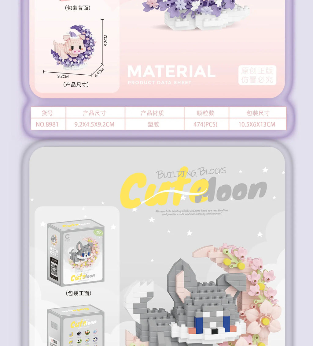 Mini Dog Cat panda raccoon Cute Pet Small Building Block Model Series Ornaments Children's Toy Christmas Birthday Gifts for Kids