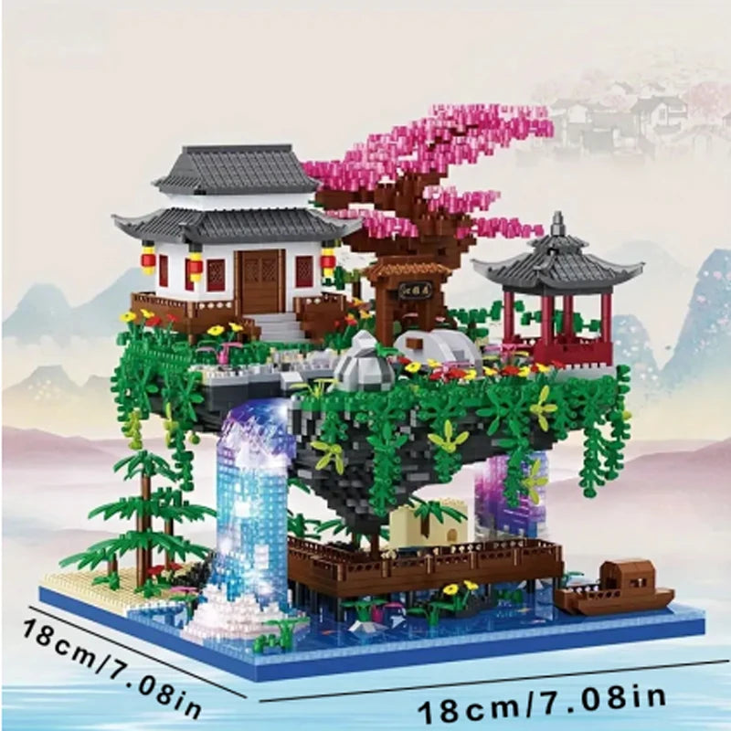 2857 Pieces of Peach Blossom Pond Building Blocks, Abs Material, Mixed Color Decoration Kit, Suitable for Furniture Arrangement and Office Decoration, Festivals