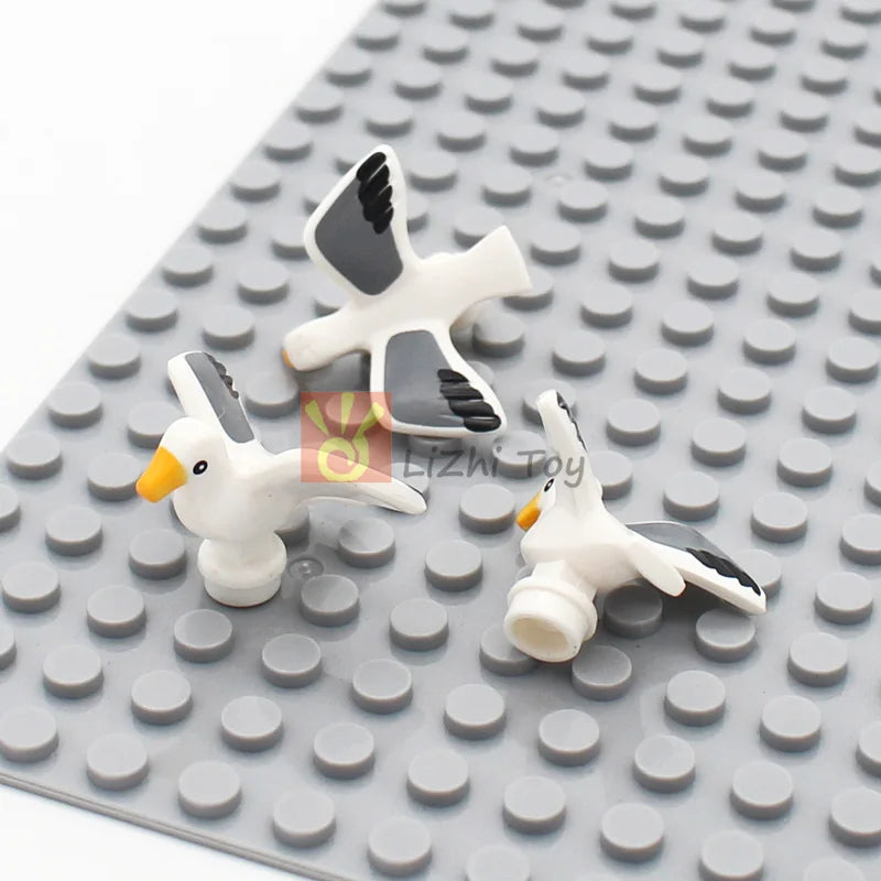 MOC Animal Figure Brick Building Blocks Pet Zoo Dog Penguin Cat Clown Fish Bird Bear Bat Squirrel Owl DIY Model Toys Girls Kids