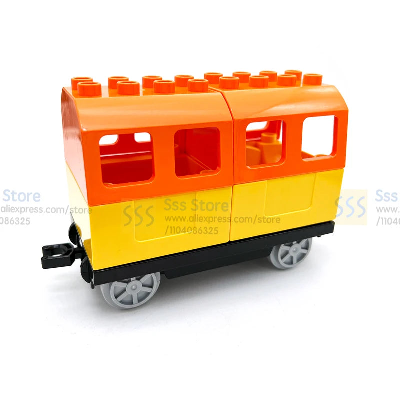 City Train Track Sets Assembly Railway Accessories Bricks Children Interactive Toys Big Size Building Blocks Compatible DuploED