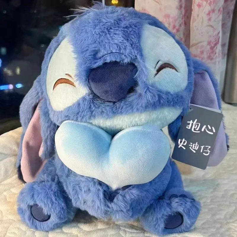 Stitch Holding Heart Plush Toy Soft Stuffed Doll Kawaii Anime Plushie Sofa Desktop Ornament Decoration Sofa Pillow Birthday Gift