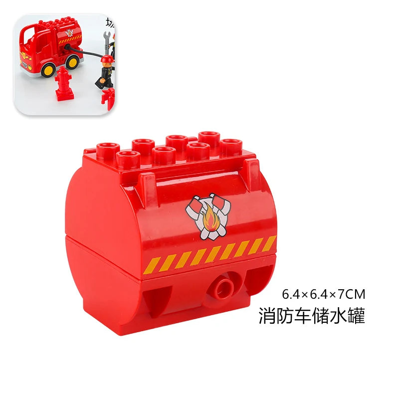 City Car Cartoon Offroad Truck Bread Trailer Bus Big Size Building Blocks Accessories Children Educational DuploLG Bricks Toys