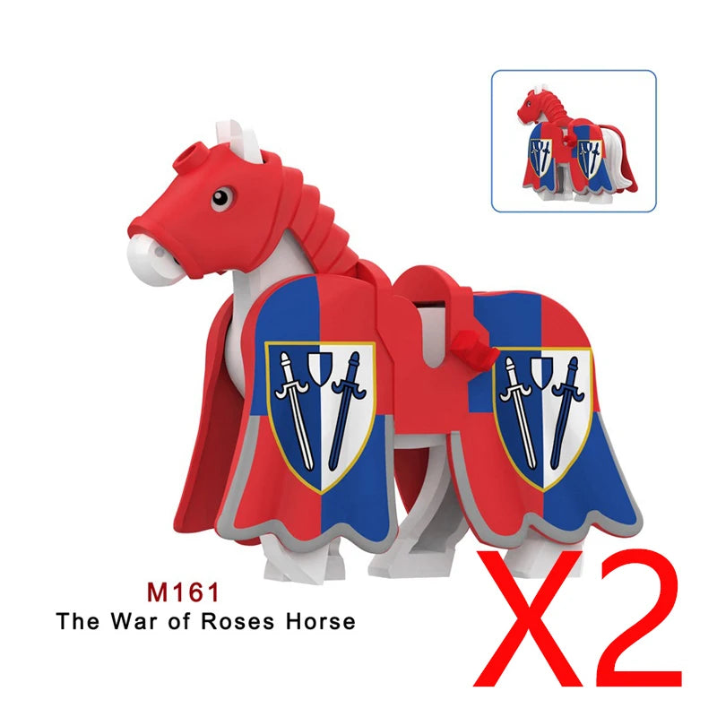 Military Building Blocks Compatible Solider Figures Medieval Knights Weapons Cloak Shoulder Armored War Horse Flags Gifts Toys