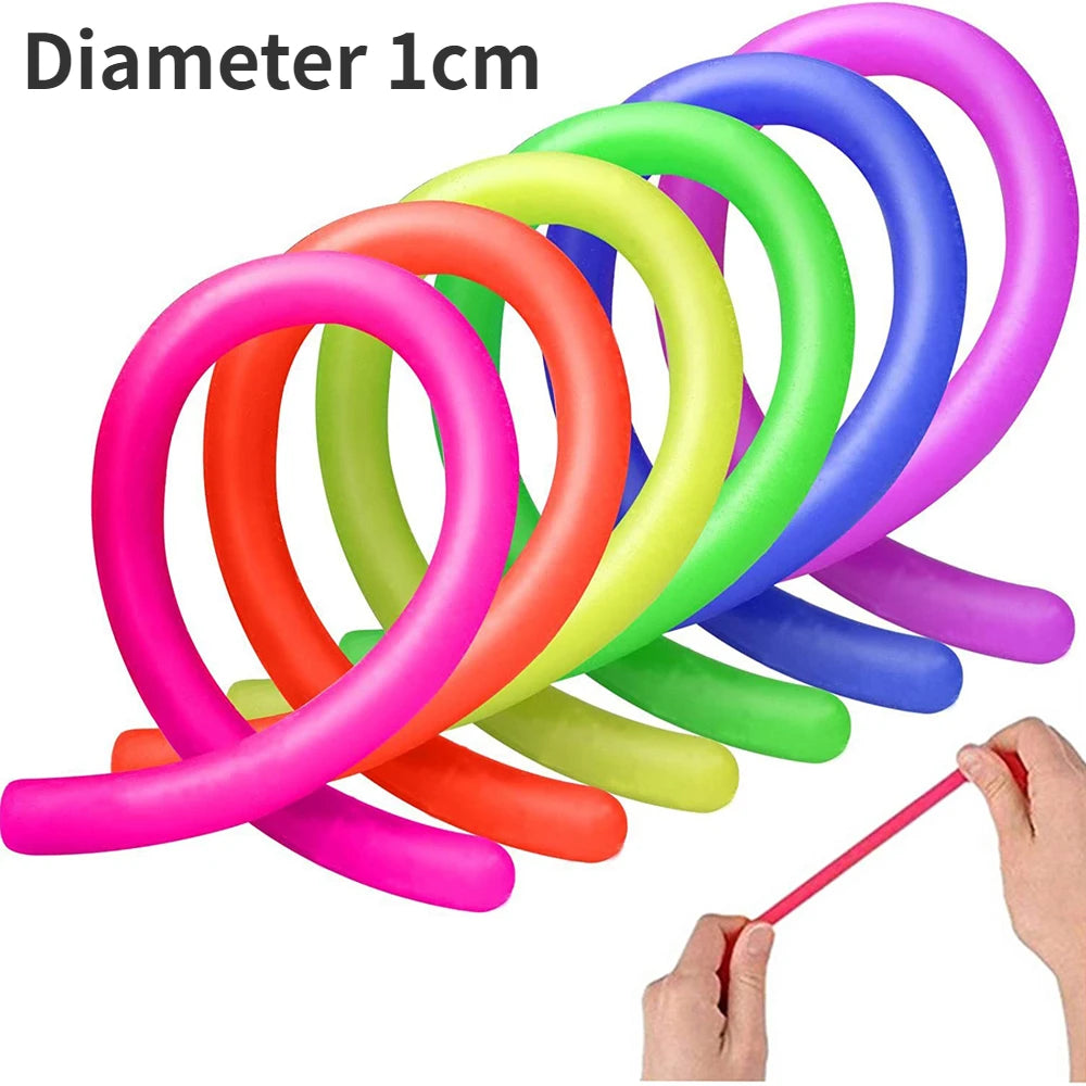 6 Pack Stretchy String Noodles Sensory Fidgets Toys Resistance Squeeze Strengthen Arms Stress Reliever Toys for Kids Adults