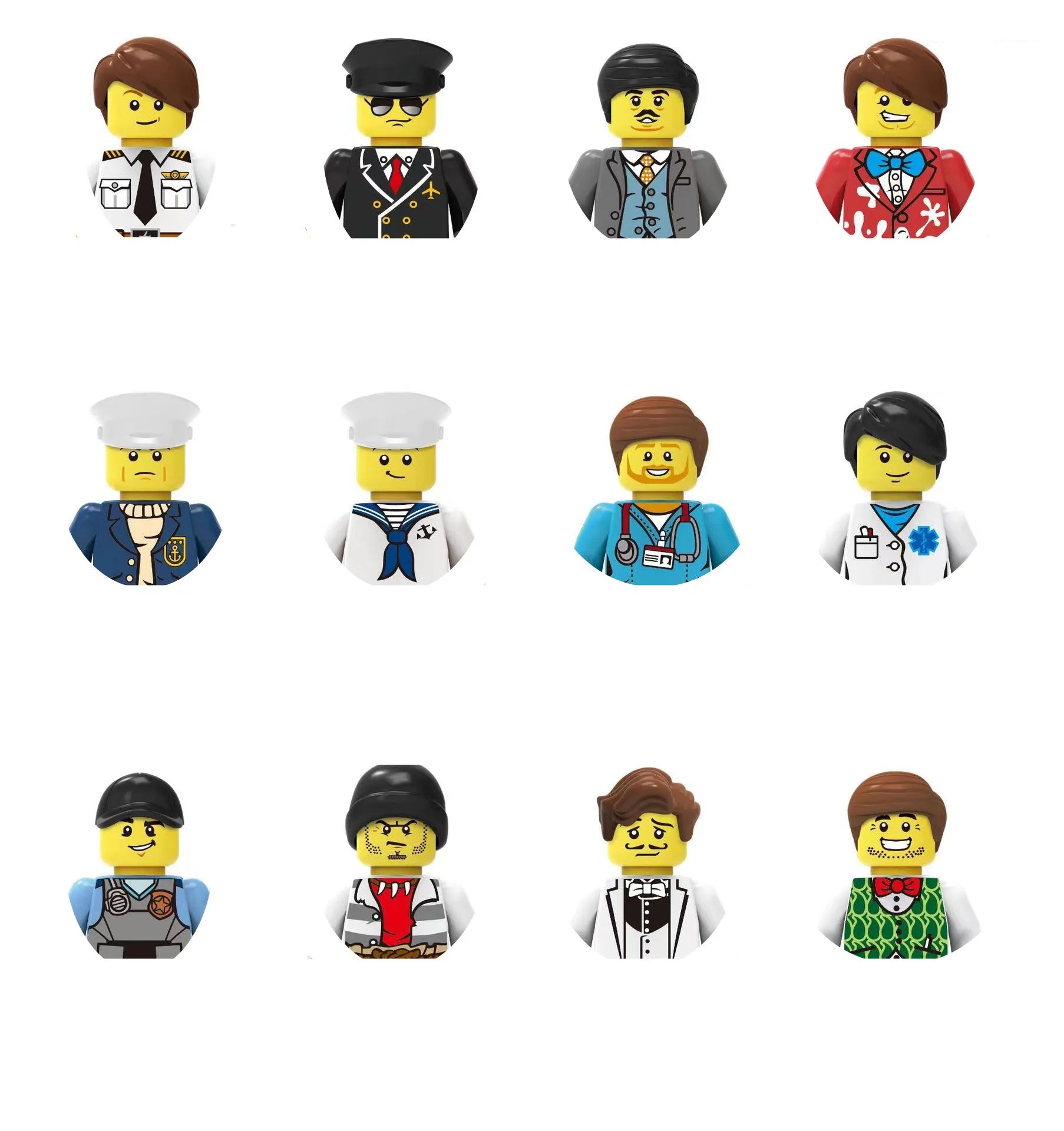 building blocks mini city figures 3D person series movie characters professional doctor police worker fireman robot toys for kid