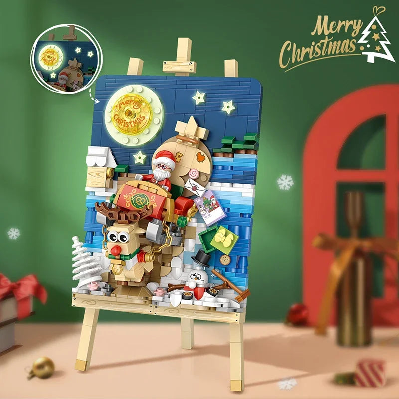 Mini Building Blocks Christmas Painting Ornaments DIY Home Hanging Paintings Assembled Brick Toys Adults and Children Toys Gifts