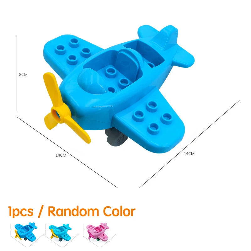 City Car Cartoon Offroad Truck Bread Trailer Bus Big Size Building Blocks Accessories Children Educational DuploLG Bricks Toys