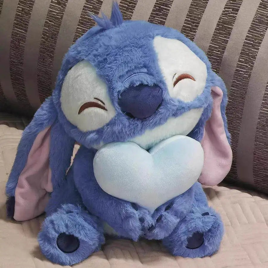 Stitch Holding Heart Plush Toy Soft Stuffed Doll Kawaii Anime Plushie Sofa Desktop Ornament Decoration Sofa Pillow Birthday Gift