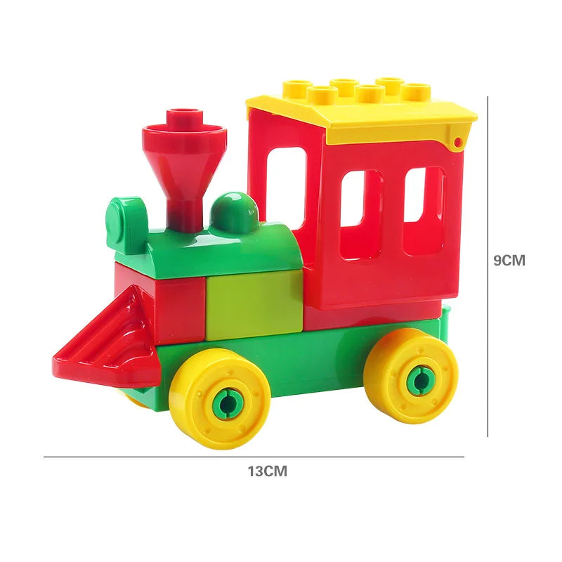 City Car Cartoon Offroad Truck Bread Trailer Bus Big Size Building Blocks Accessories Children Educational DuploLG Bricks Toys