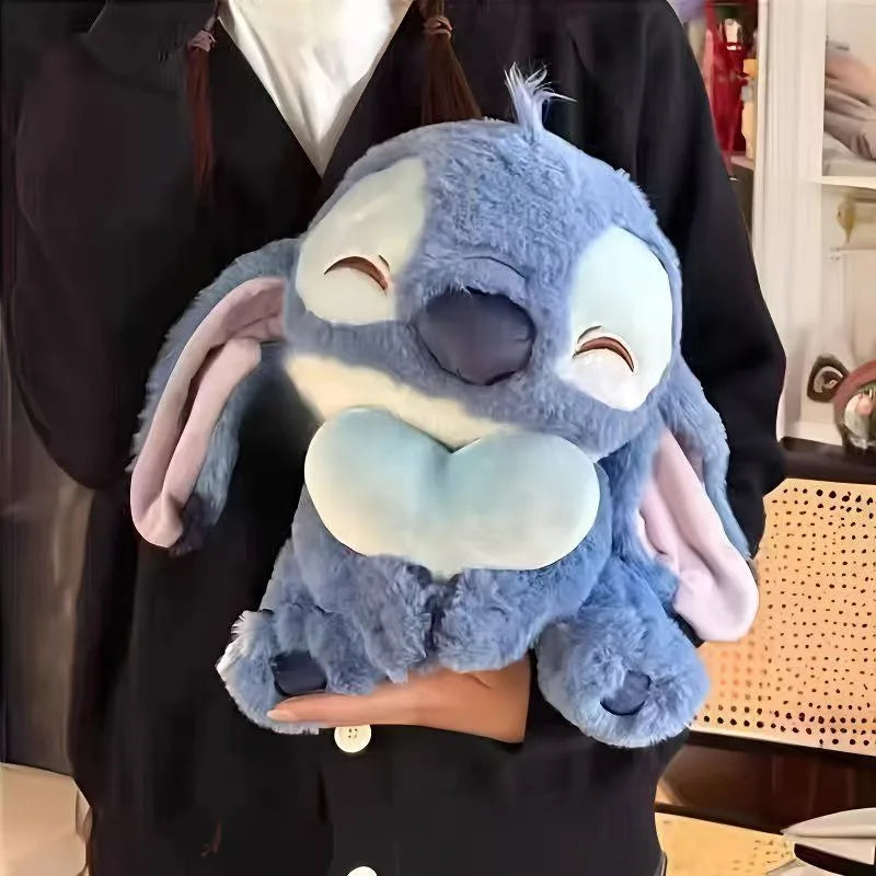 Stitch Holding Heart Plush Toy Soft Stuffed Doll Kawaii Anime Plushie Sofa Desktop Ornament Decoration Sofa Pillow Birthday Gift