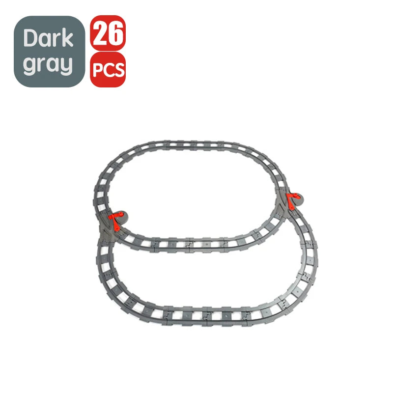 City Train Track Sets Assembly Railway Accessories Bricks Children Interactive Toys Big Size Building Blocks Compatible DuploED