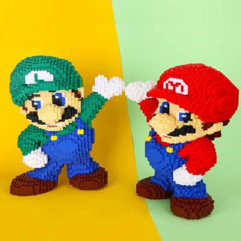 35cm  Super Marios Bros Big Building Blocks Anime Figure Cartoons Model Gient Super Mario Blocks Ornaments Children Gifts