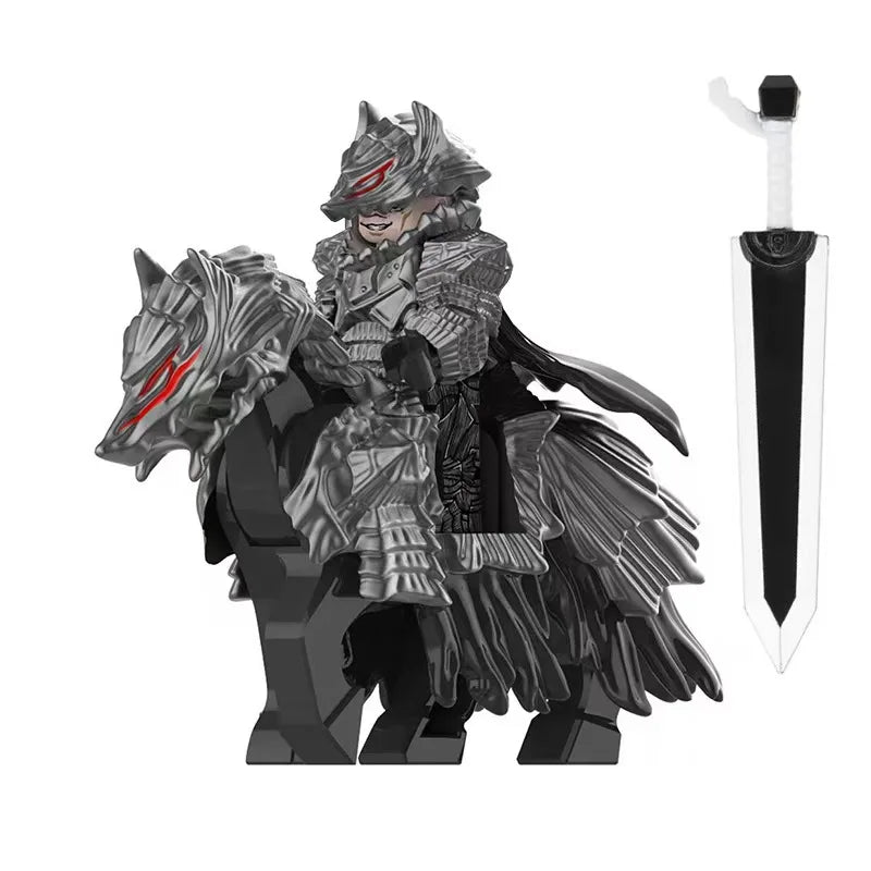 Medieval Round Table Knights Assemble Compatible Bricks Berserk Guts Puzzle Action Figures Model Building Blocks Doll Toy Gifts