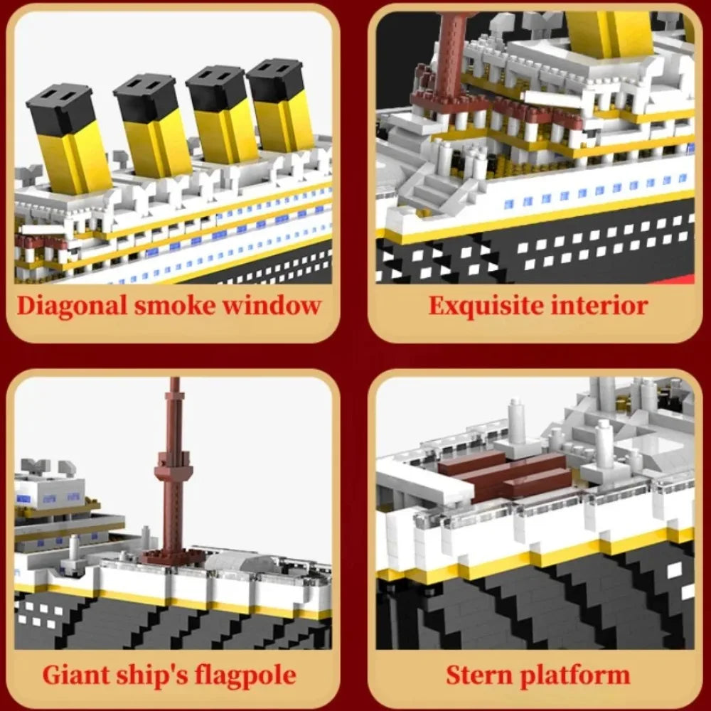 4000+Pcs Titanic Model Cruise Ship Building Blocks MOC Boat Bricks Collection DIY Construction Toys for Children Gift