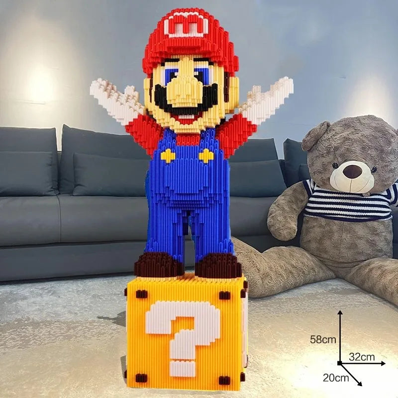 35cm  Super Marios Bros Big Building Blocks Anime Figure Cartoons Model Gient Super Mario Blocks Ornaments Children Gifts