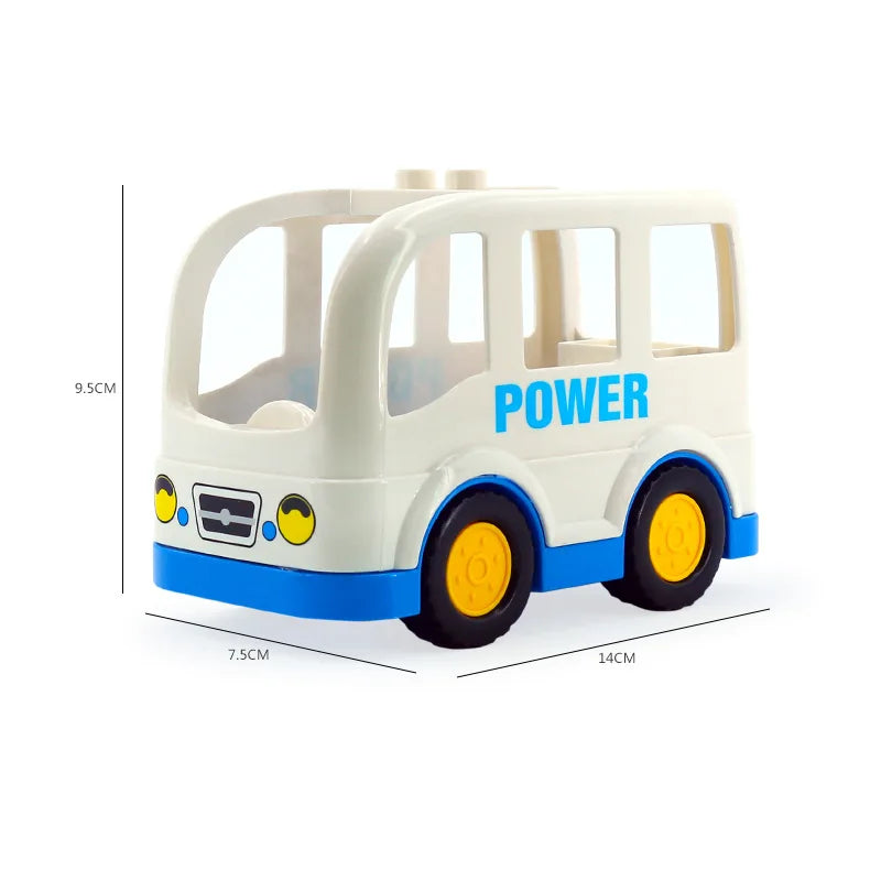 City Car Cartoon Offroad Truck Bread Trailer Bus Big Size Building Blocks Accessories Children Educational DuploLG Bricks Toys