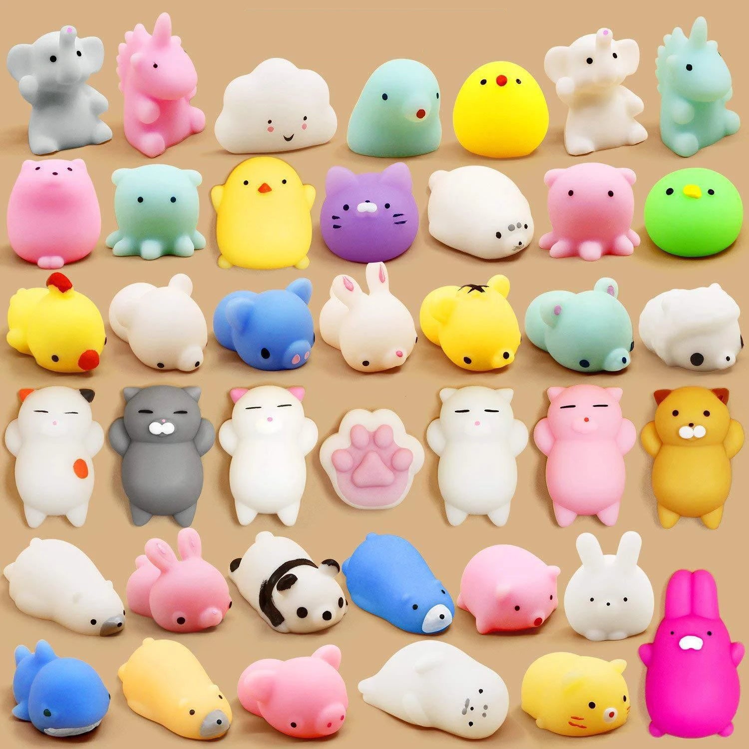 3/5/10/30/50PCS Mochi Squishies Kawaii Cartoon Squishy Toys For Kids Relief Stress Ball Squeeze Party Favors Toys Birthday Gifts