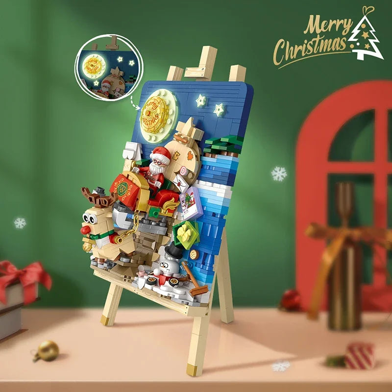 Mini Building Blocks Christmas Painting Ornaments DIY Home Hanging Paintings Assembled Brick Toys Adults and Children Toys Gifts