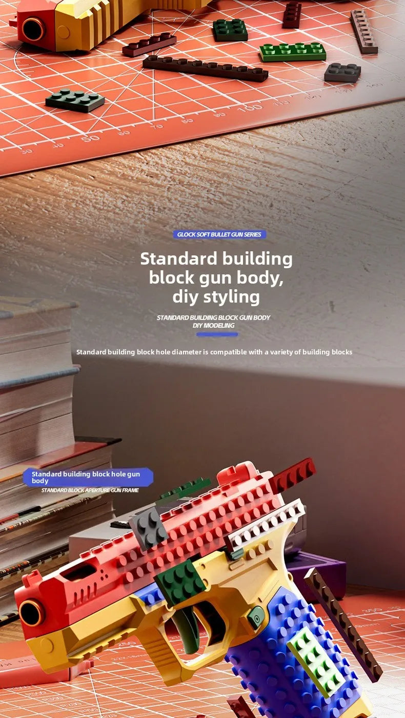 SIG17 Building Blocks Toy Gun Auto Firing Eject Shell Blowback Soft Bullet Pistol Outdoor War Game for Boys Adults Gift