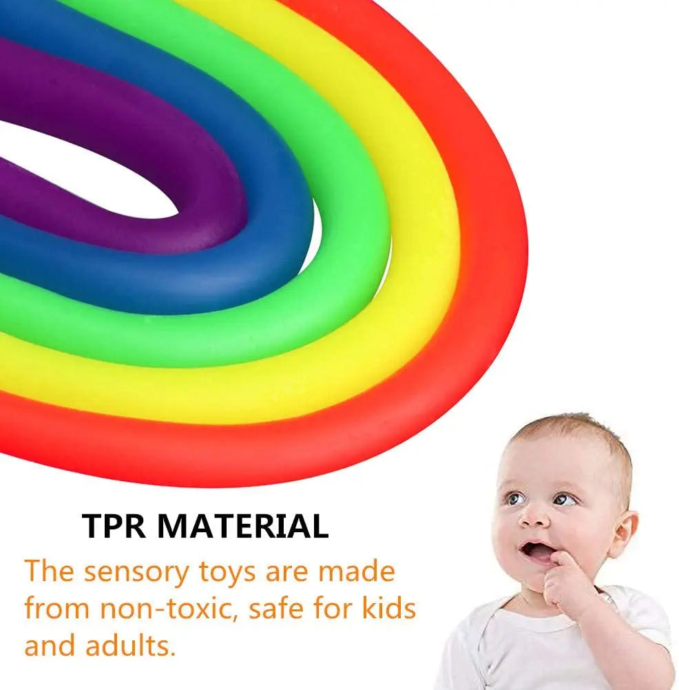 6 Pack Stretchy String Noodles Sensory Fidgets Toys Resistance Squeeze Strengthen Arms Stress Reliever Toys for Kids Adults