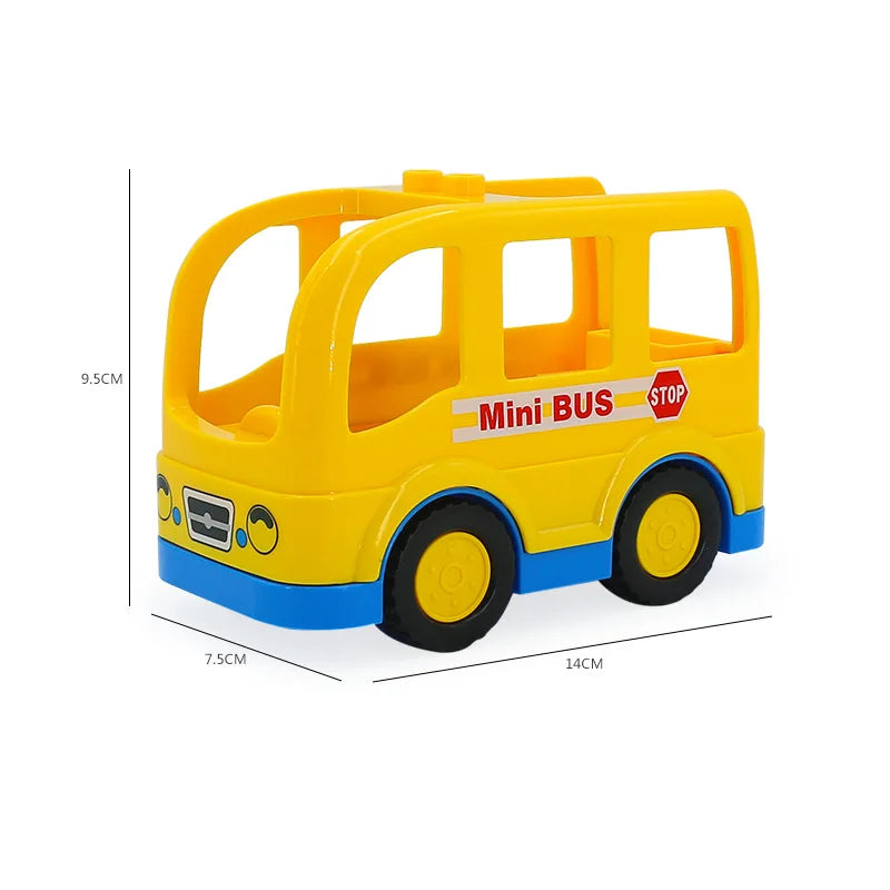 City Car Cartoon Offroad Truck Bread Trailer Bus Big Size Building Blocks Accessories Children Educational DuploLG Bricks Toys