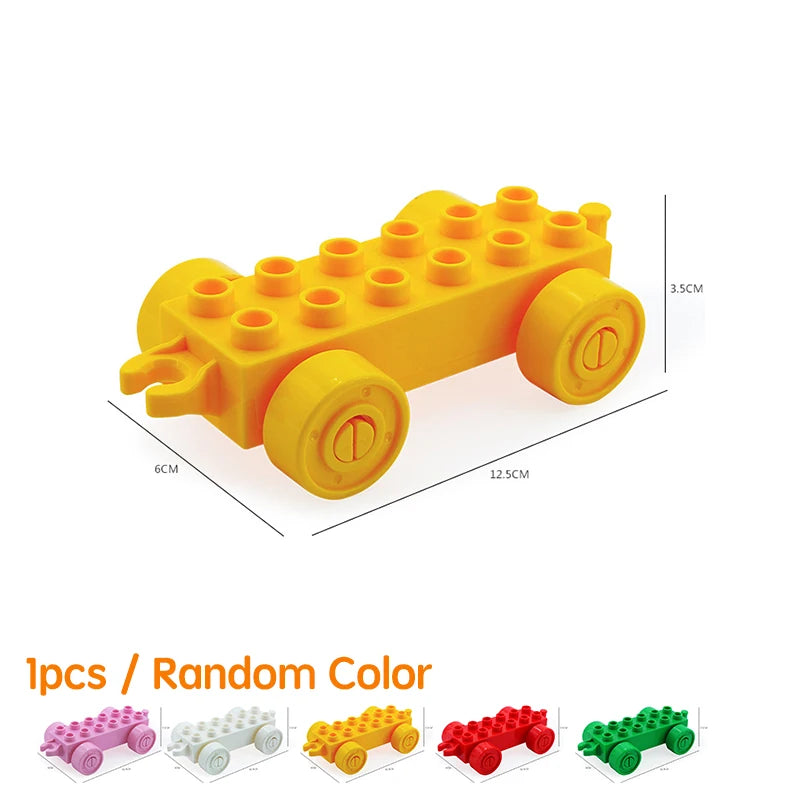 City Car Cartoon Offroad Truck Bread Trailer Bus Big Size Building Blocks Accessories Children Educational DuploLG Bricks Toys