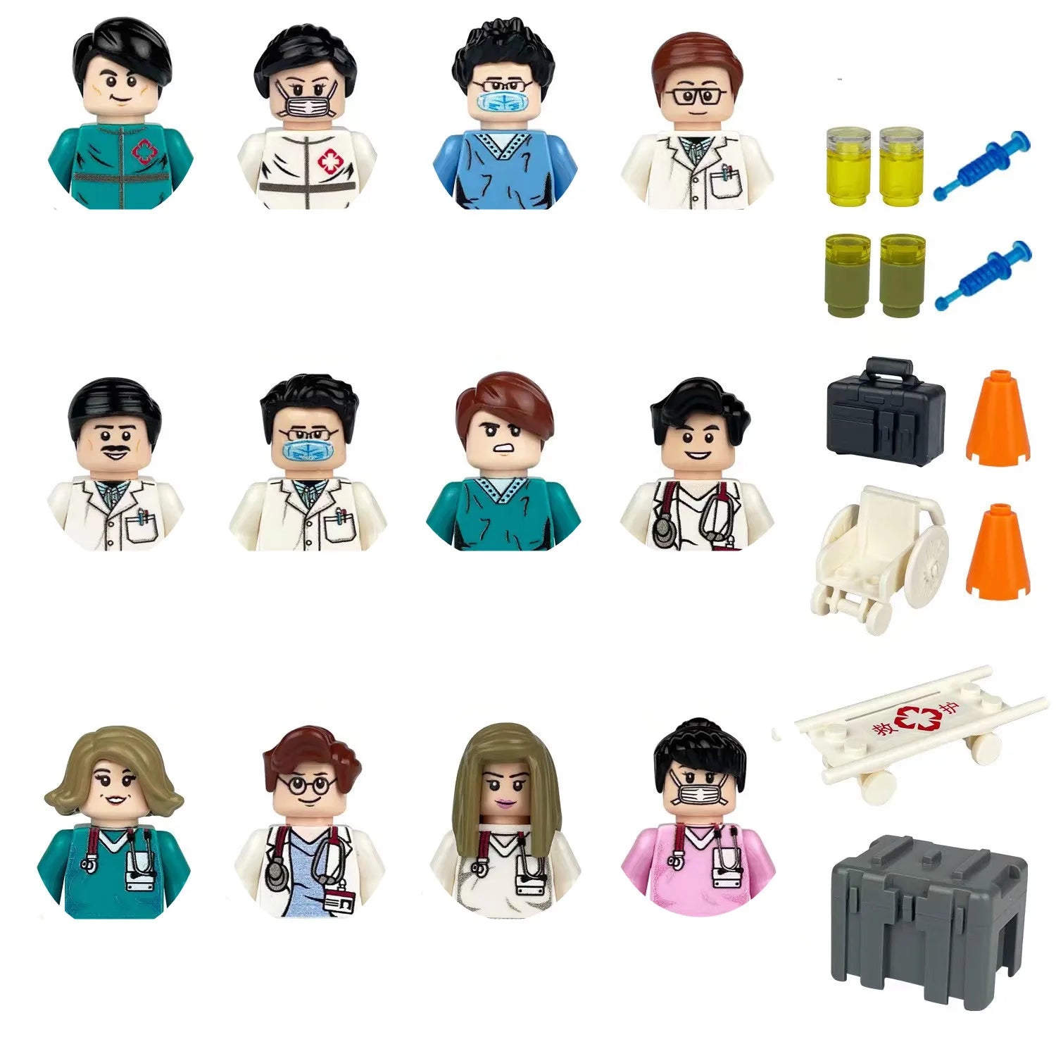 building blocks mini city figures 3D person series movie characters professional doctor police worker fireman robot toys for kid