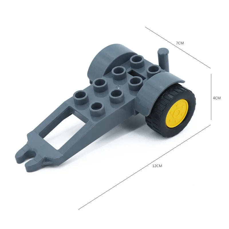 City Car Cartoon Offroad Truck Bread Trailer Bus Big Size Building Blocks Accessories Children Educational DuploLG Bricks Toys