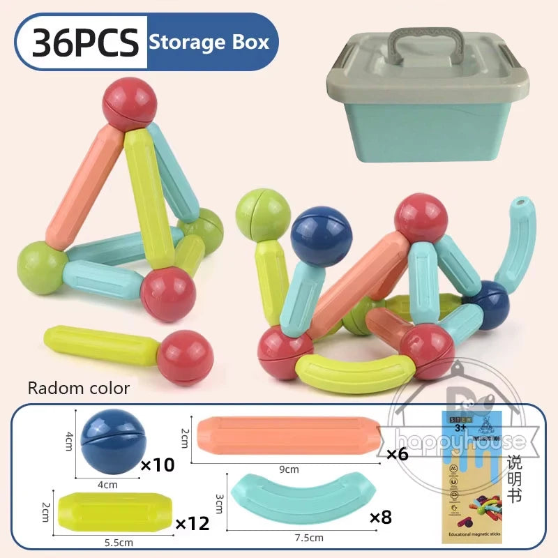 Magnetic Constructor Blocks Set Toys for Kids Magnet Stick Rod Building Blocks Montessori Educational Toys For Children Boy Girl