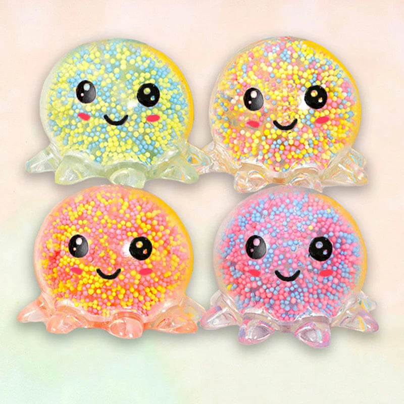 1-6PC Glowing Light Squid Vent Ball Squeeze Decompressions Toy Bubble Octopus Ball Stress Relief Toy Birthday Gift For Kids