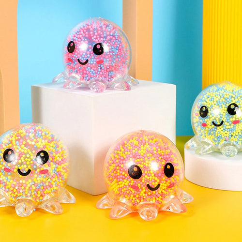 1-6PC Glowing Light Squid Vent Ball Squeeze Decompressions Toy Bubble Octopus Ball Stress Relief Toy Birthday Gift For Kids