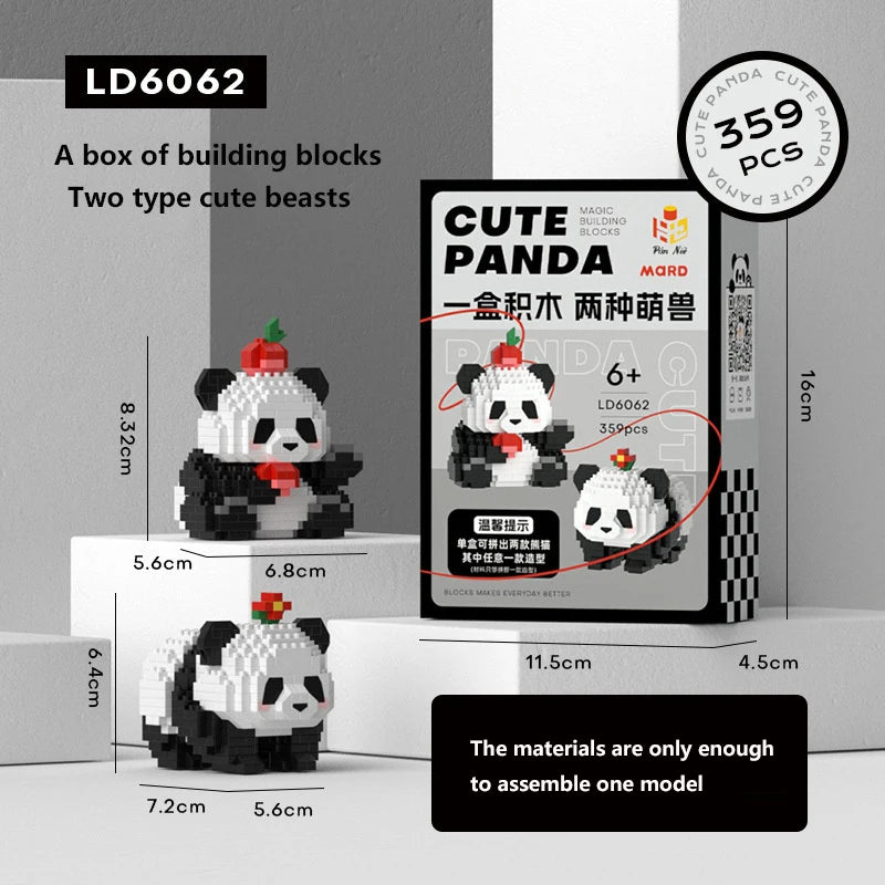 Cute Panda Building Blocks, DIY Educational Toys, Christmas/Halloween/Thanksgiving Day Gift