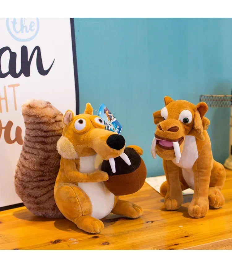 Ice Age Plush Toy Squirrel Mammoth Elephant Swordtooth Tiger Doll Soft Stuffed Animal Sleeping Pillow Gifts for Kids and Girls