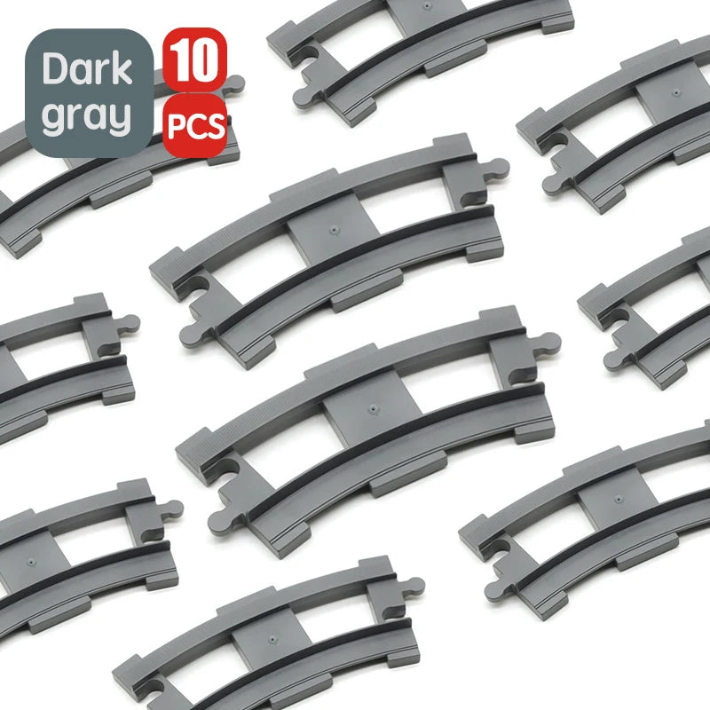 City Train Track Sets Assembly Railway Accessories Bricks Children Interactive Toys Big Size Building Blocks Compatible DuploED