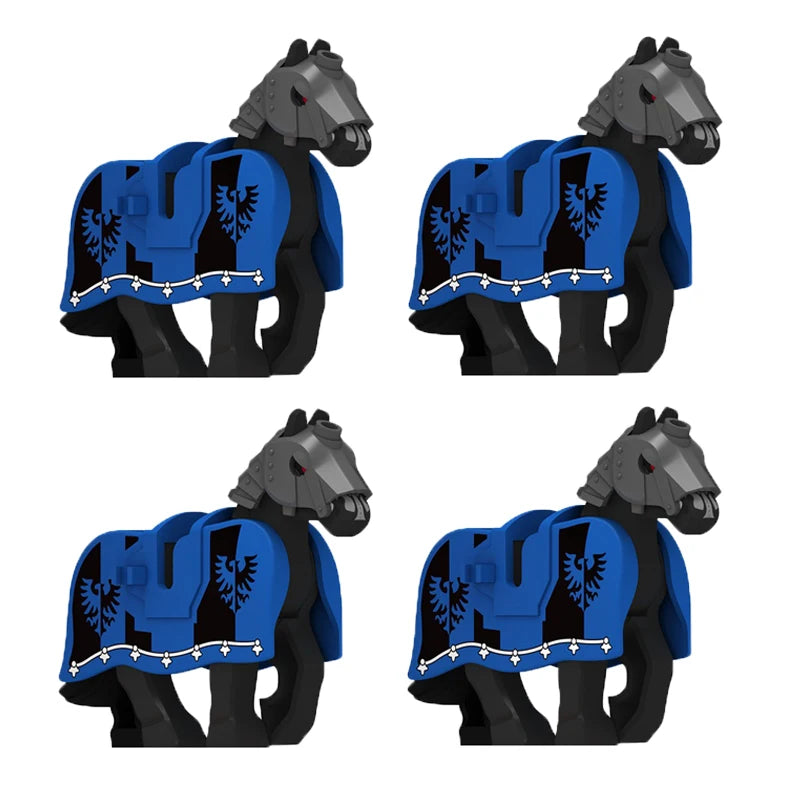 Military Building Blocks Compatible Solider Figures Medieval Knights Weapons Cloak Shoulder Armored War Horse Flags Gifts Toys