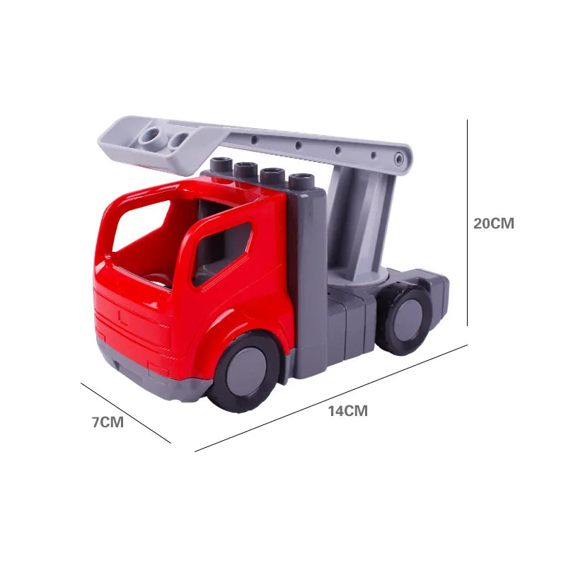 City Car Cartoon Offroad Truck Bread Trailer Bus Big Size Building Blocks Accessories Children Educational DuploLG Bricks Toys