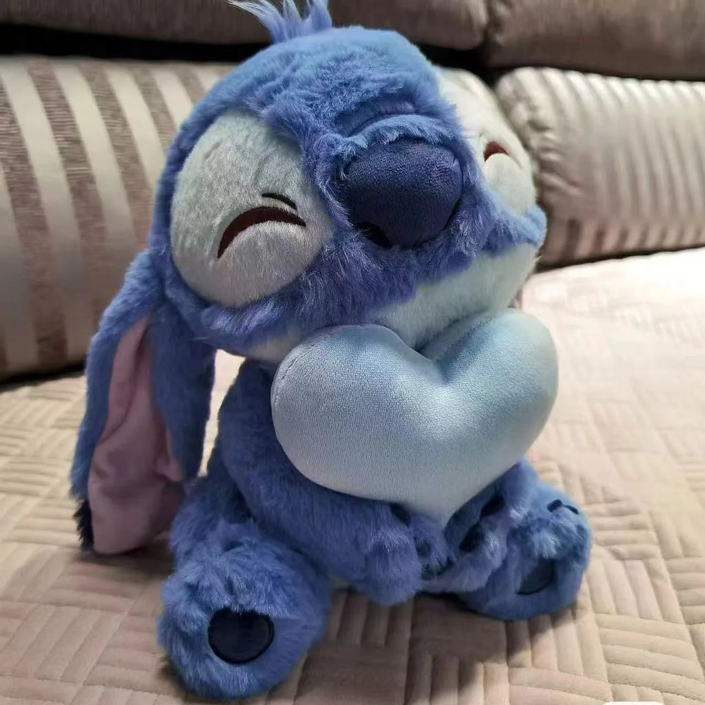 Stitch Holding Heart Plush Toy Soft Stuffed Doll Kawaii Anime Plushie Sofa Desktop Ornament Decoration Sofa Pillow Birthday Gift