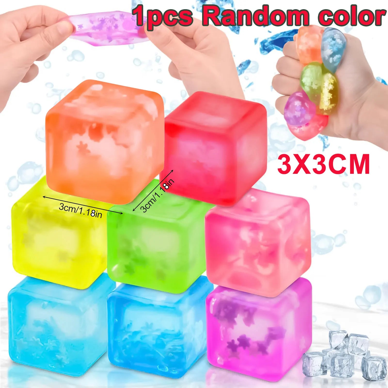 Maltose Cube Stress Squeeze Toy D ecompression Small Ice Cubes Anti Stress Slow Rebound Polar Light Colorful Squeeze TPR Block