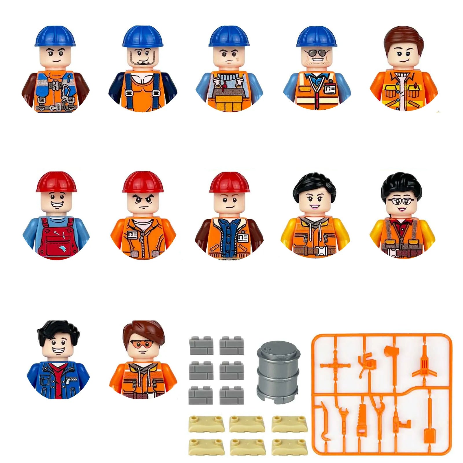 building blocks mini city figures 3D person series movie characters professional doctor police worker fireman robot toys for kid