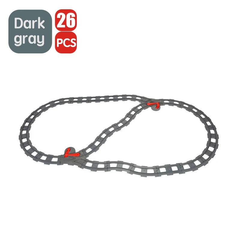 City Train Track Sets Assembly Railway Accessories Bricks Children Interactive Toys Big Size Building Blocks Compatible DuploED