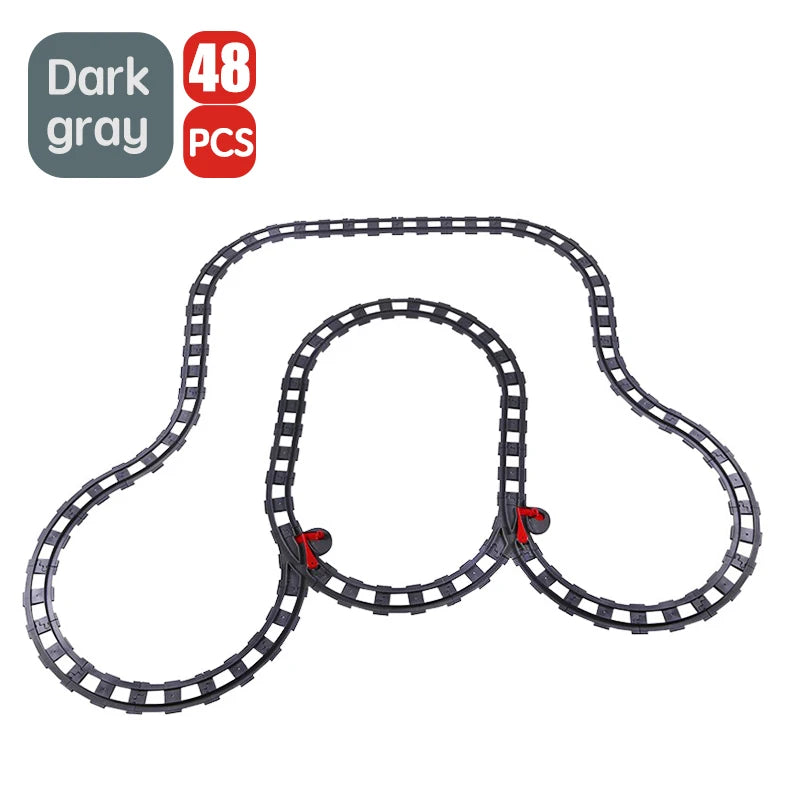 City Train Track Sets Assembly Railway Accessories Bricks Children Interactive Toys Big Size Building Blocks Compatible DuploED